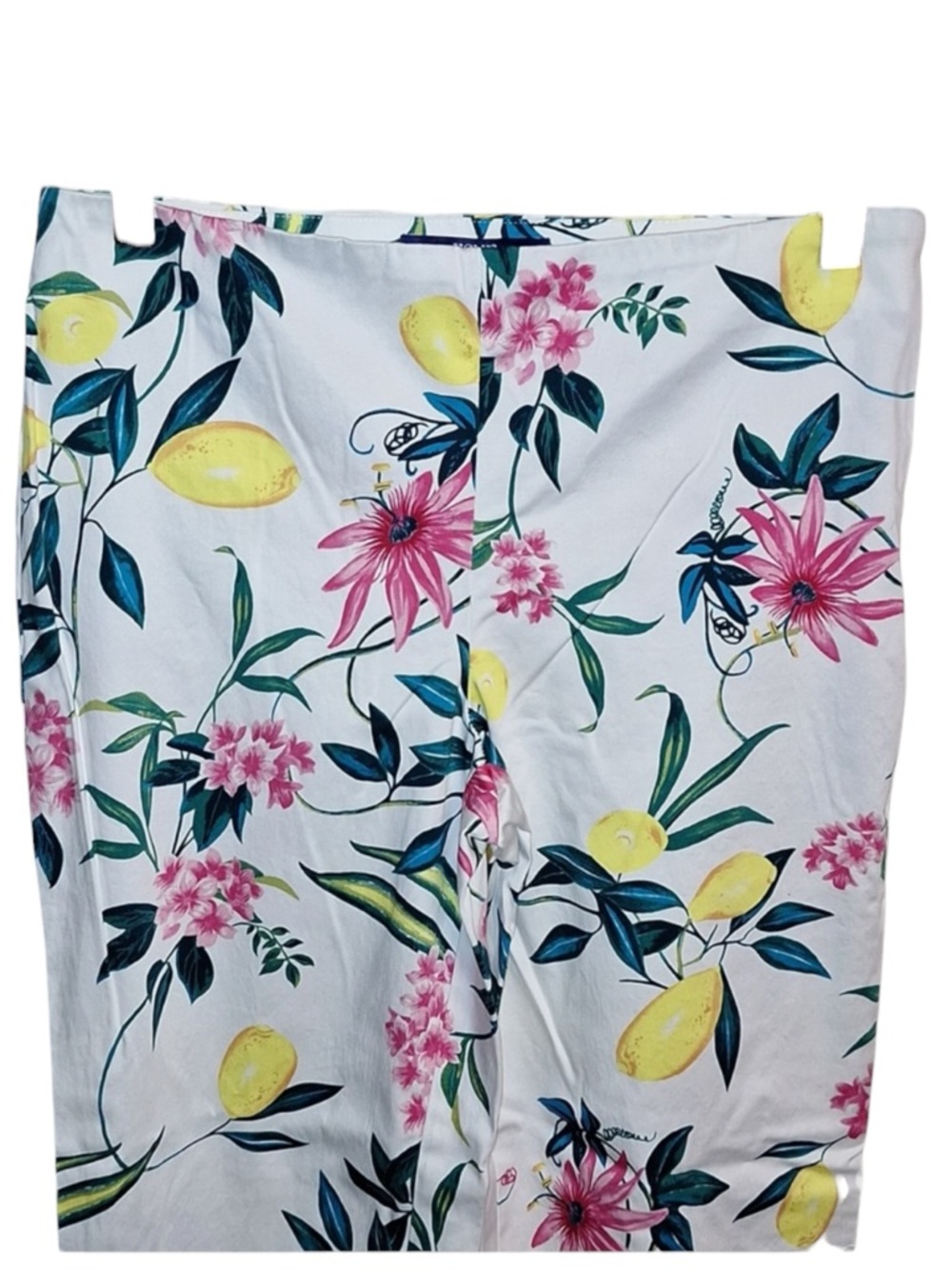 RSVP by TALBOTS White Ankle Pants with Yellow Lemon & Pink Floral Print Size 10 - Picture 5 of 12